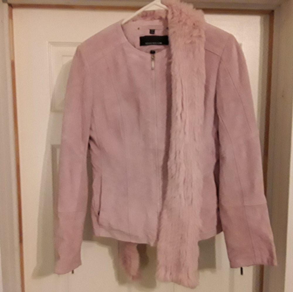 Pink leather coat
